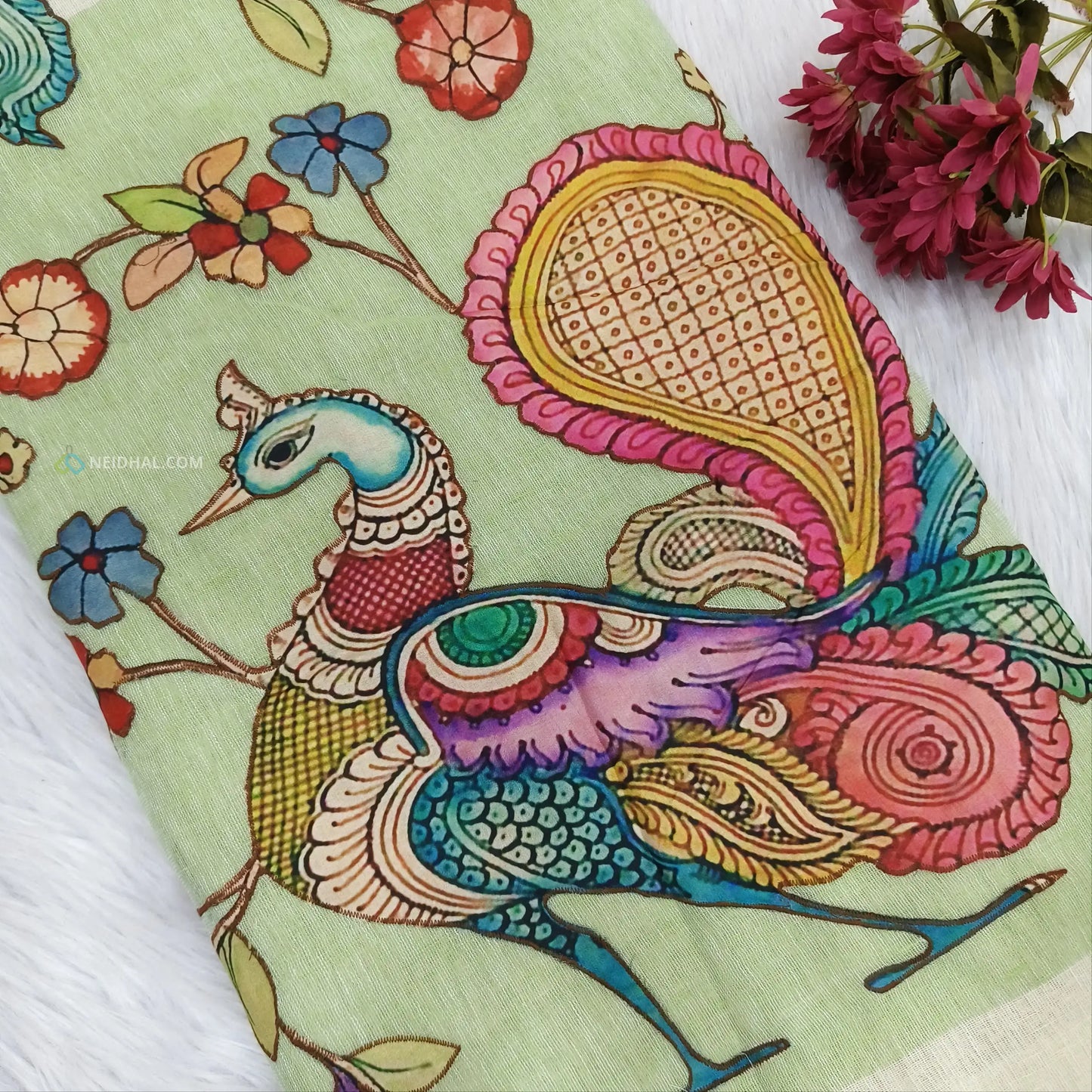 Beige premium linen saree ns63-Neidhal