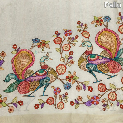 Beige premium linen saree ns63-Neidhal