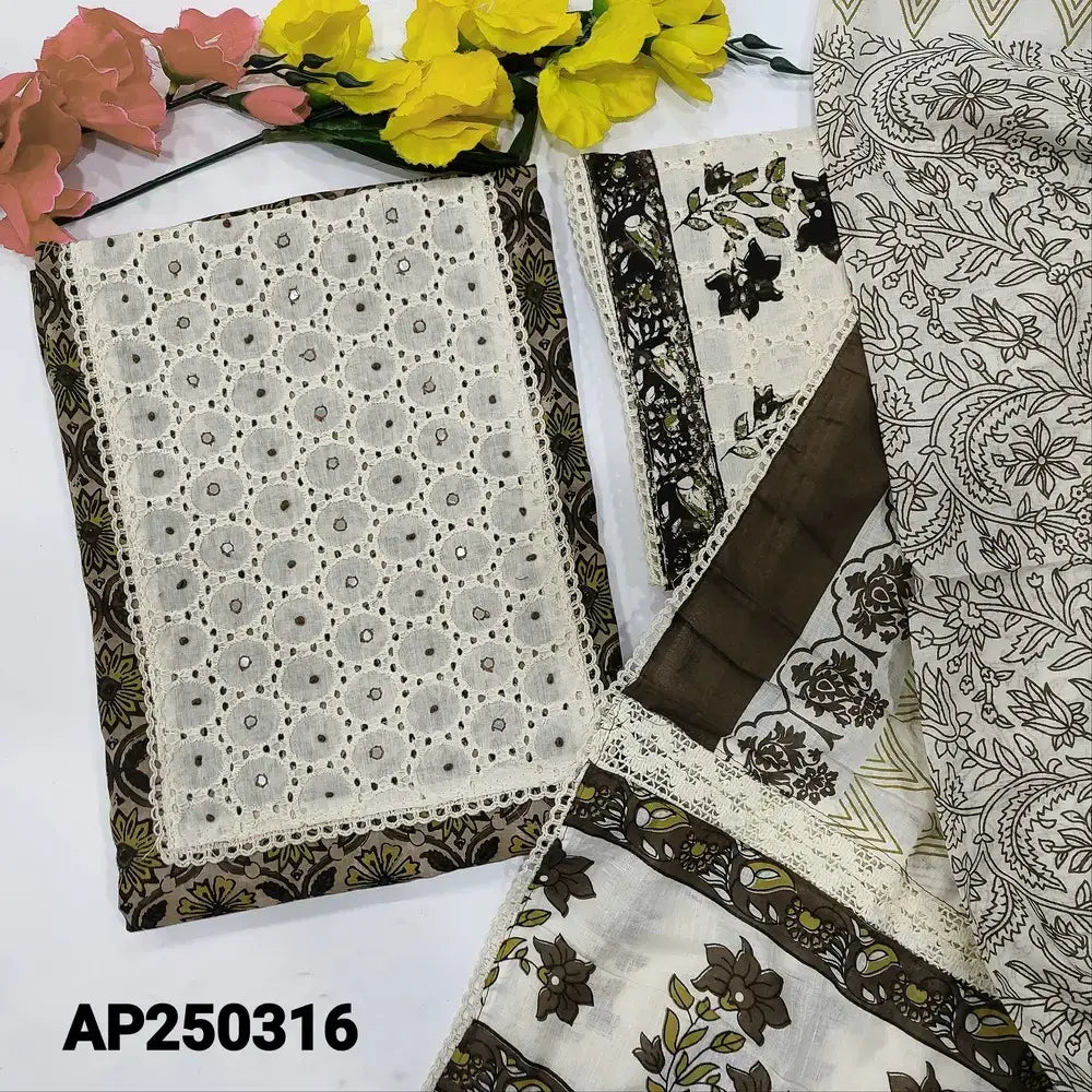 Beige printed cotton salwar material ap250316-Neidhal