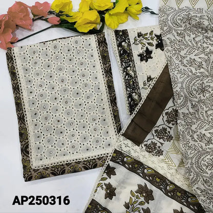 Beige printed cotton salwar material ap250316-Neidhal