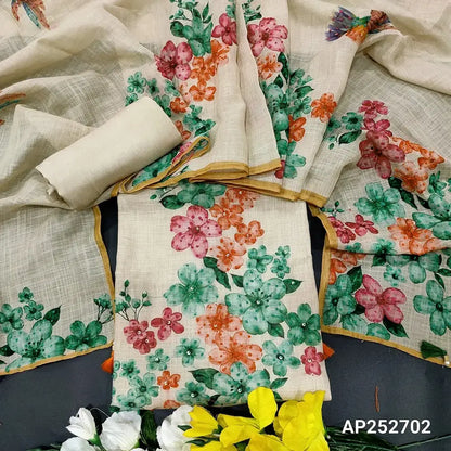 Beige printed linen salwar material ap252702-Neidhal