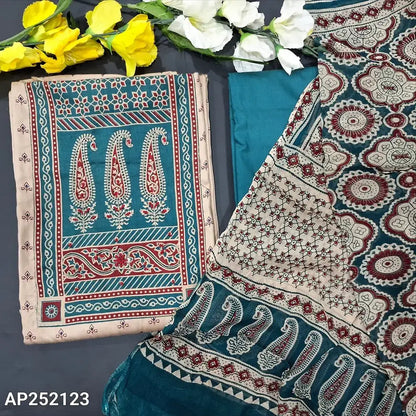 Beige printed satin cotton salwar material ap252123-Neidhal