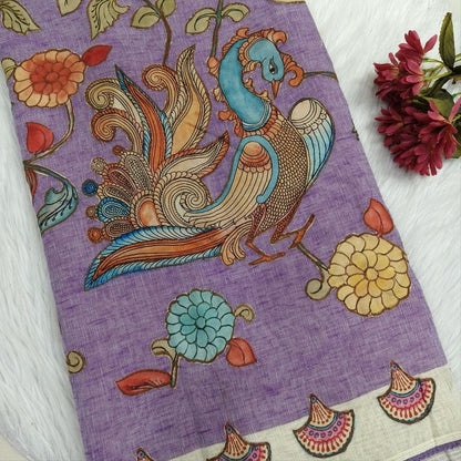 Beige pure linen saree ns134-Neidhal