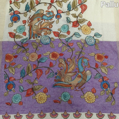 Beige pure linen saree ns134-Neidhal