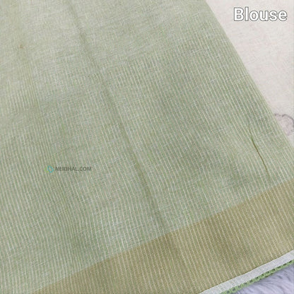 Beige pure linen saree ns135-Neidhal