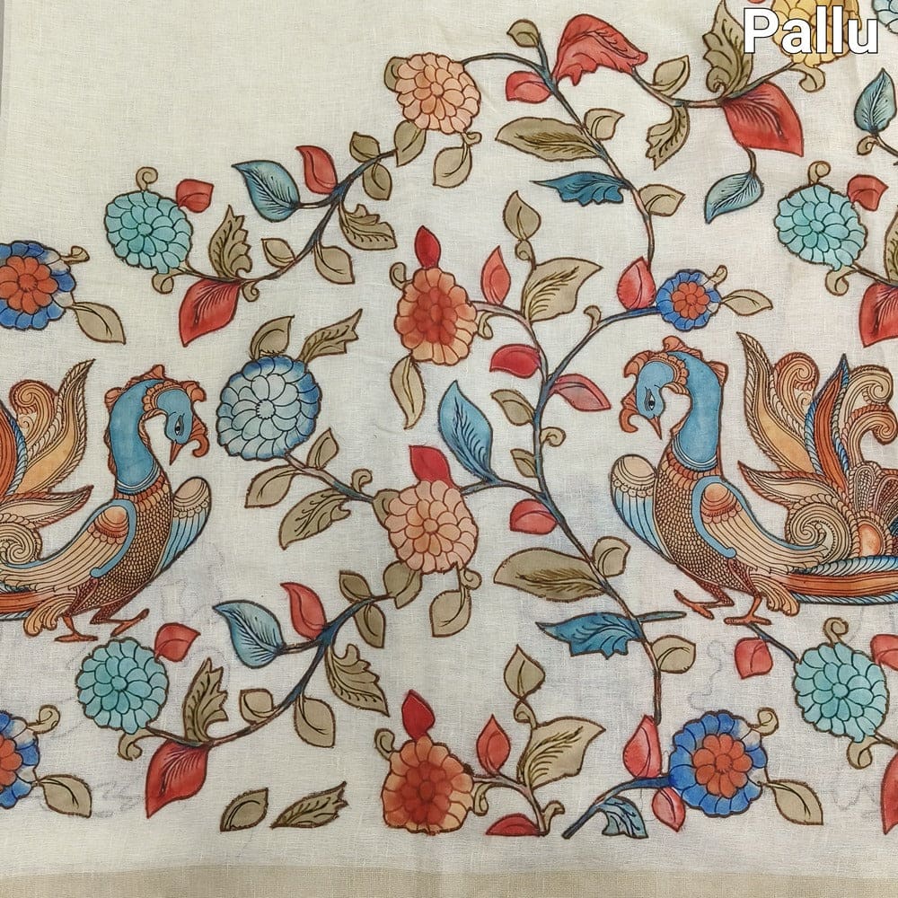 Beige pure linen saree ns136-Neidhal