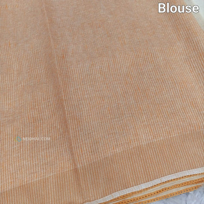 Beige pure linen saree ns136-Neidhal