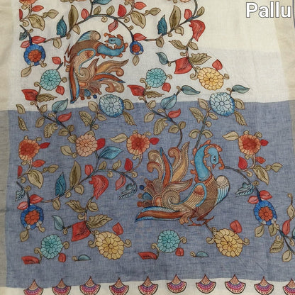 Beige pure linen saree ns137-Neidhal