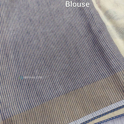 Beige pure linen saree ns137-Neidhal