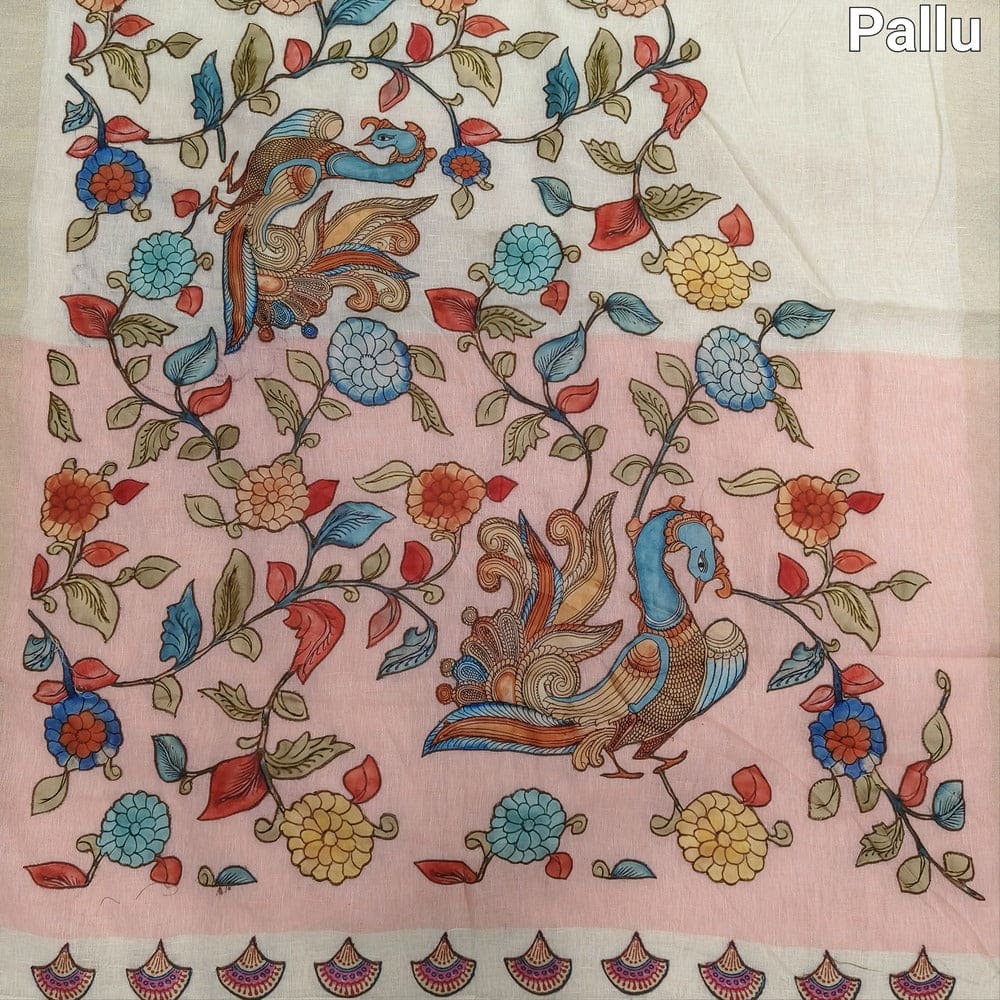 Beige pure linen saree ns138-Neidhal