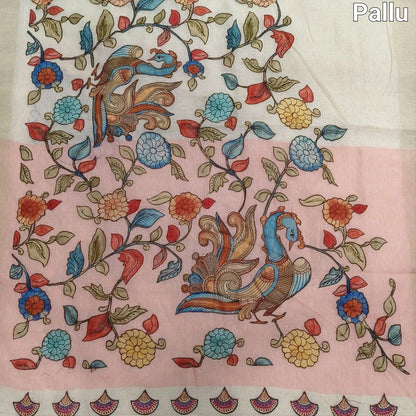 Beige pure linen saree ns138-Neidhal