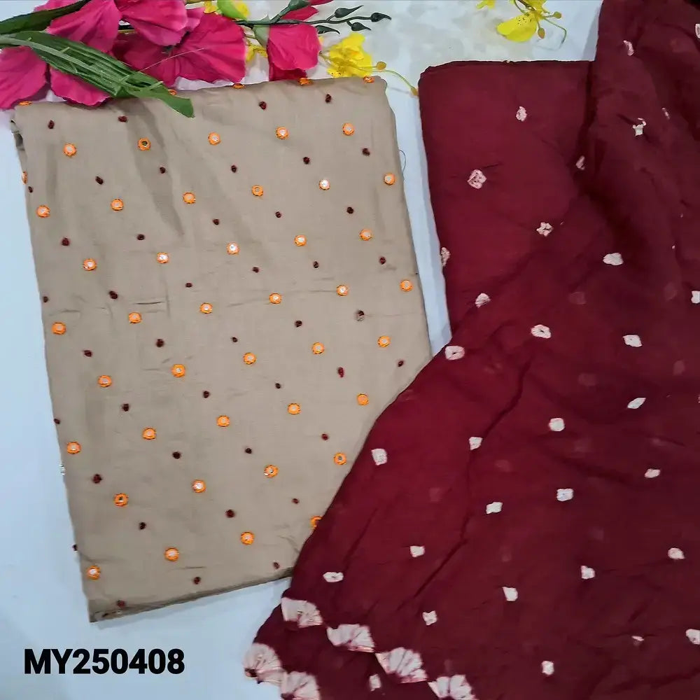 Beige satin cotton salwar material my250408-Neidhal