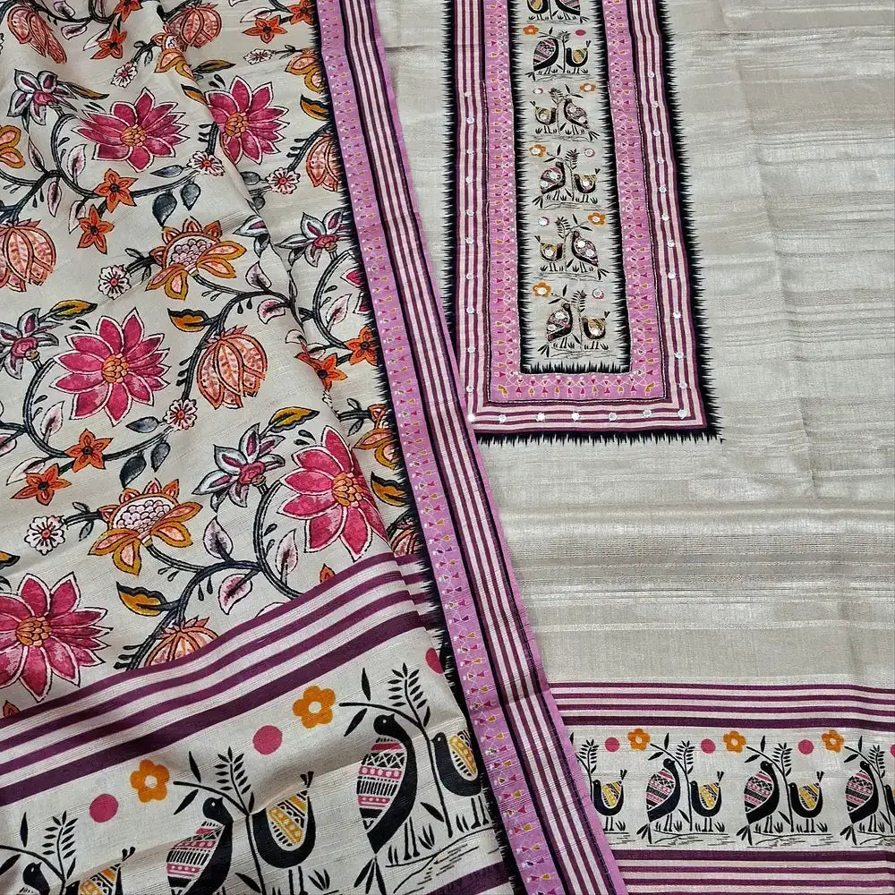 Beige semi gicha salwar material mr252211-Neidhal