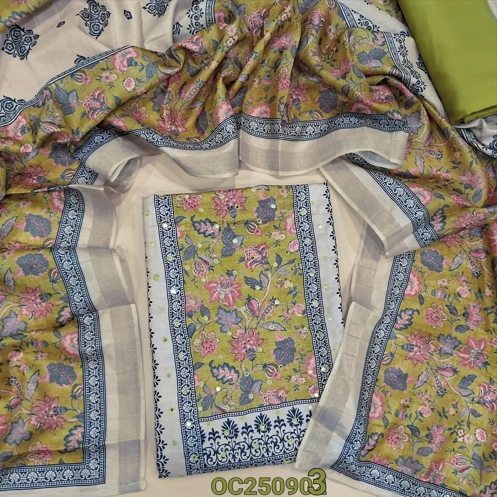 Beige semi gicha salwar material OC250903-Neidhal