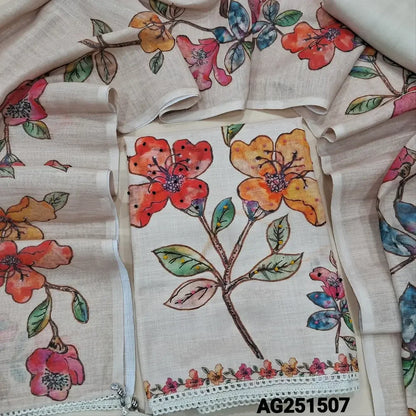 Beige semi linen salwar material ag251507-Neidhal