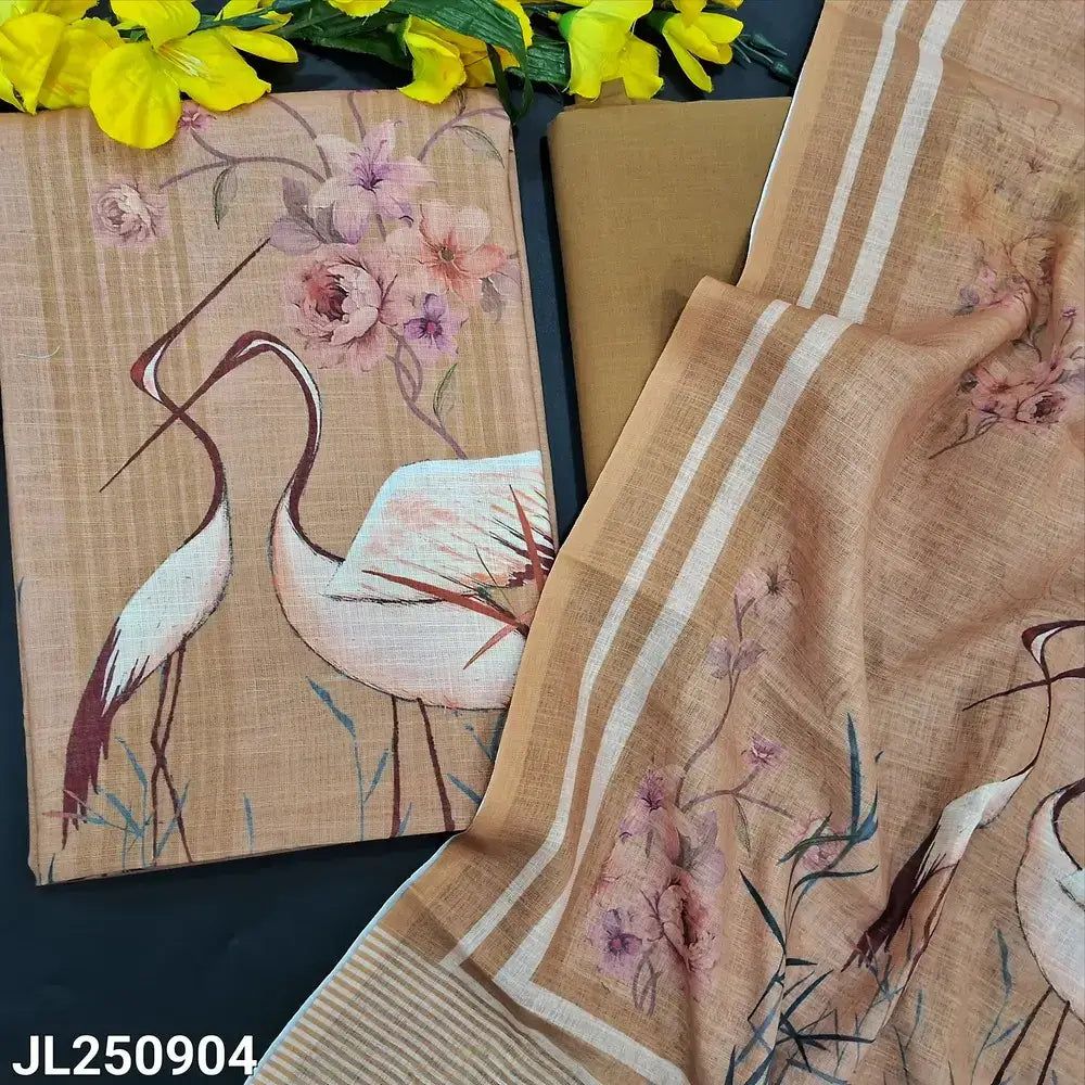 Beige semi linen salwar material jl250904-Neidhal