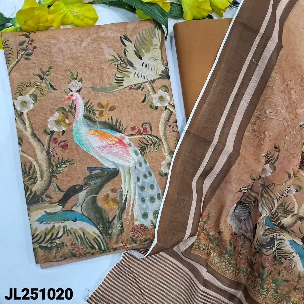 Beige semi linen salwar material jl251020-Neidhal