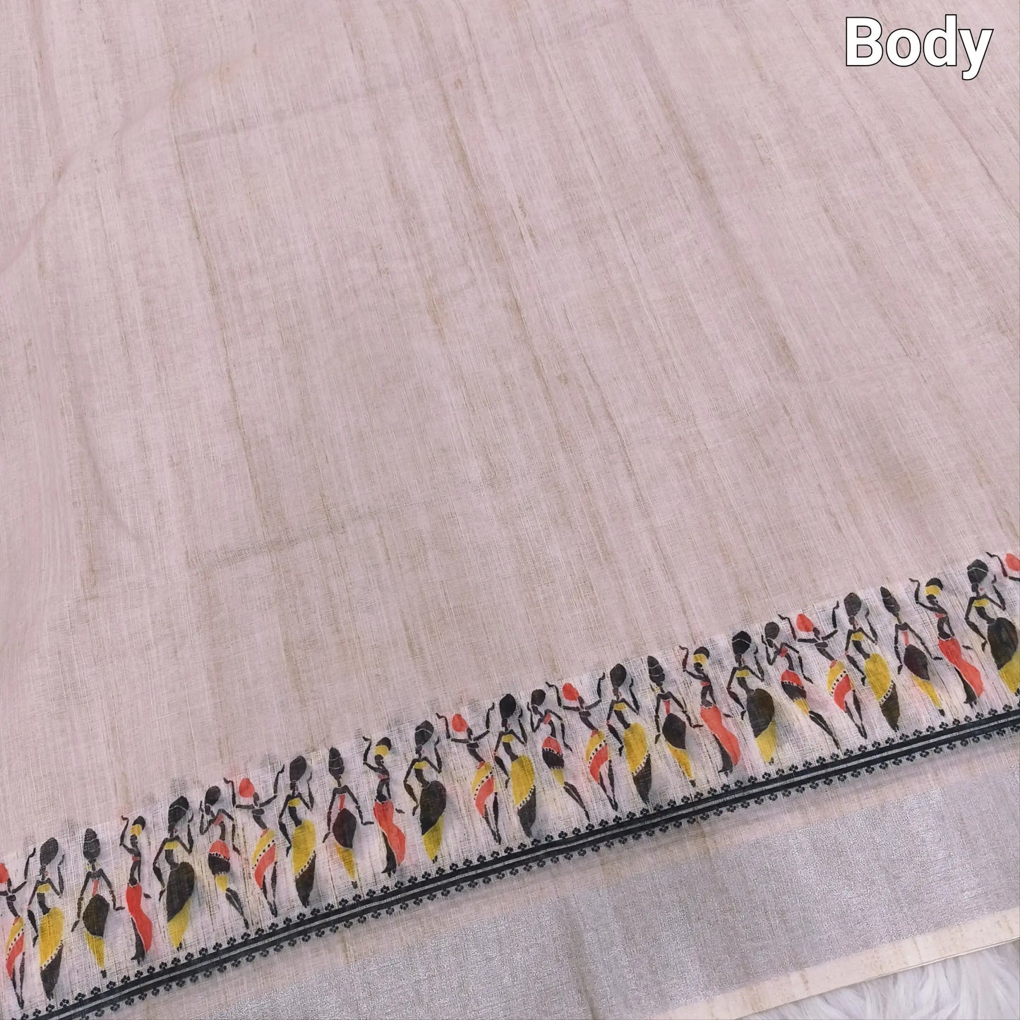 Beige semi linen saree ns85-Neidhal