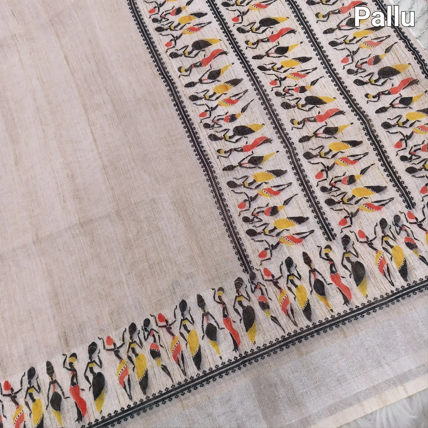 Beige semi linen saree ns85-Neidhal