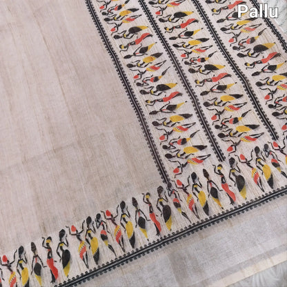 Beige semi linen saree ns85-Neidhal