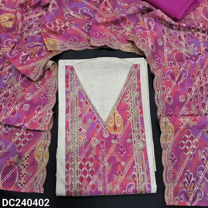 Beige semi raw silk salwar material dc240402-Neidhal