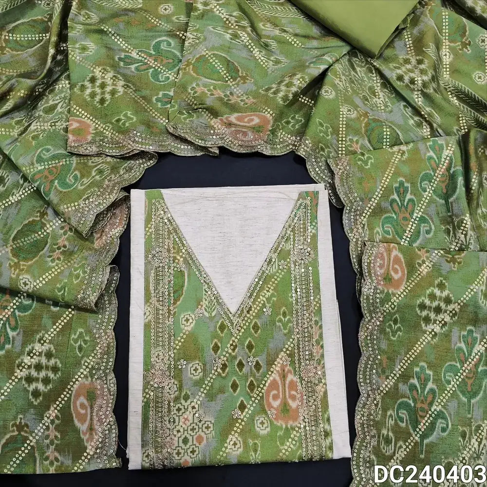 Beige semi raw silk salwar material dc240403-Neidhal