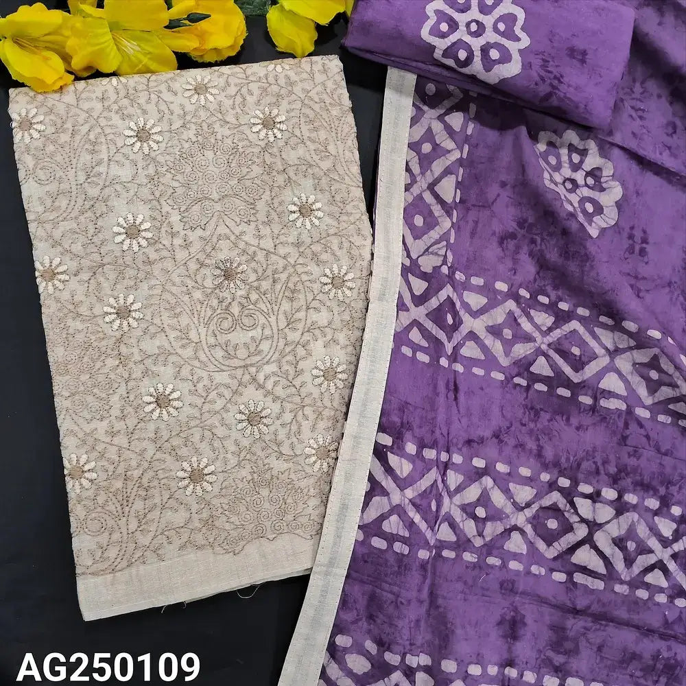 Beige silk cotton salwar material ag250109-Neidhal