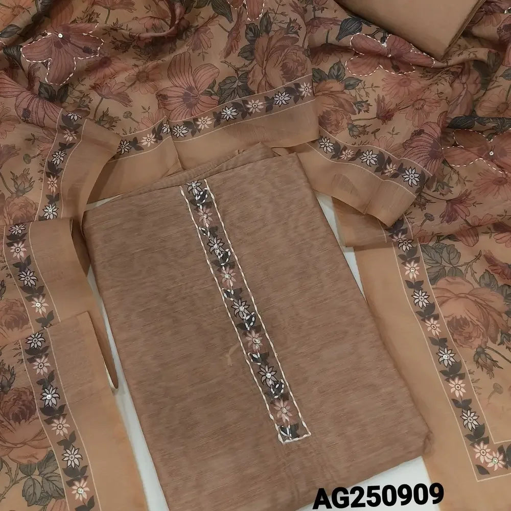 Beige silk cotton salwar material ag250909-Neidhal