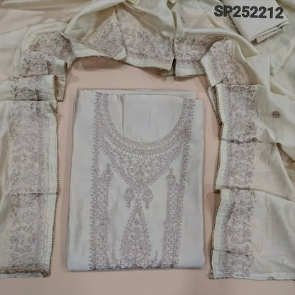 Beige silk cotton salwar material SP252212-Neidhal