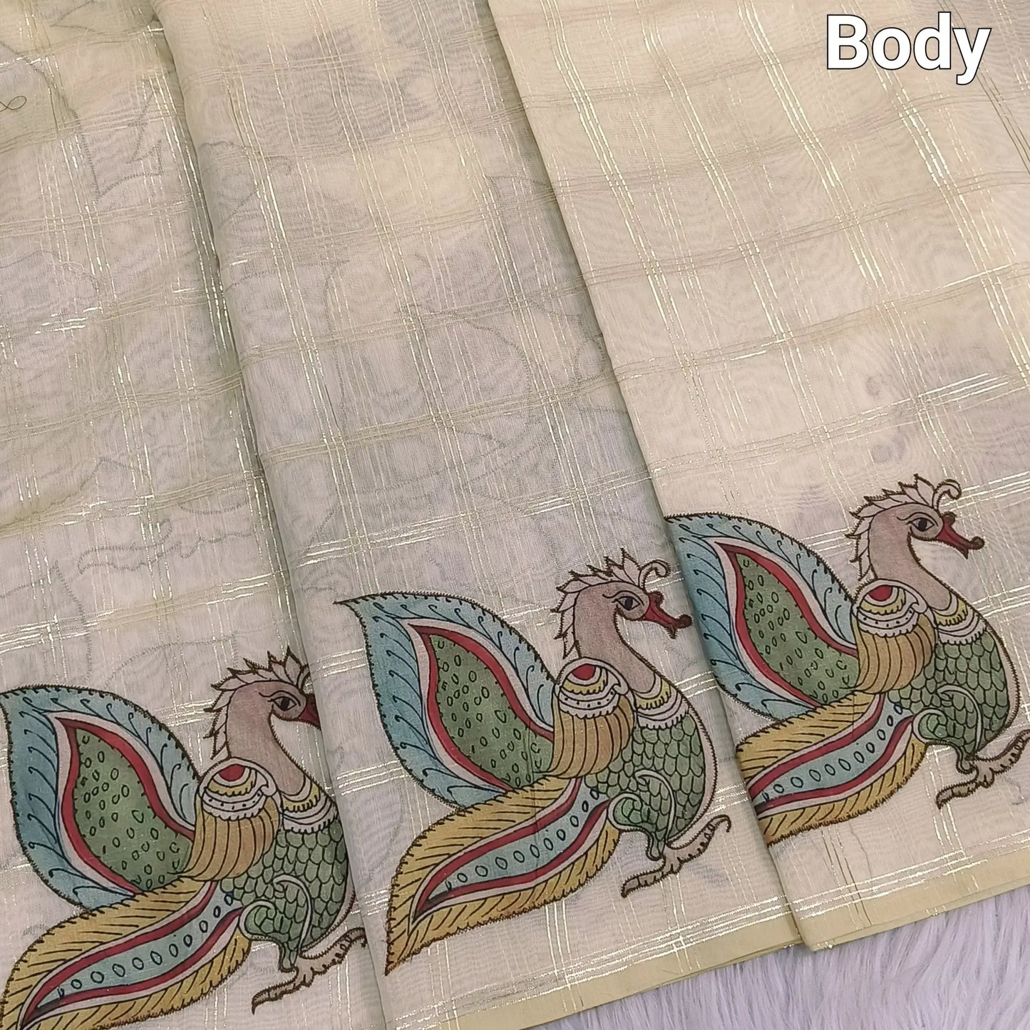 Beige silk cotton saree ns92-Neidhal