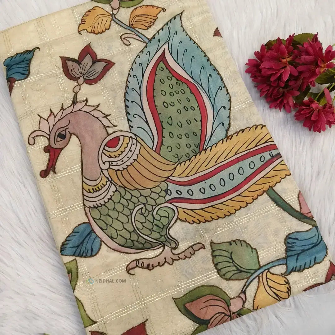 Beige silk cotton saree ns92-Neidhal