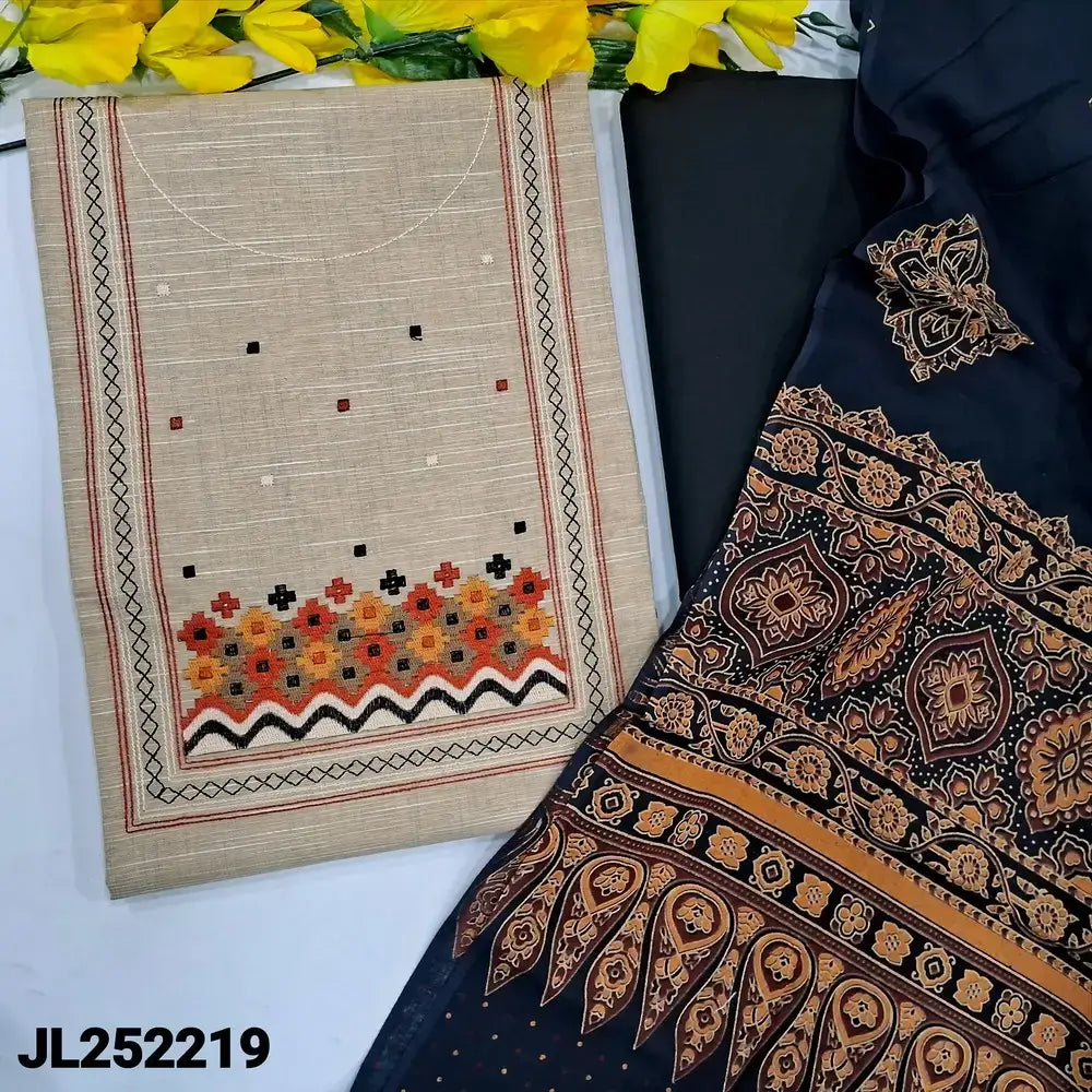 Beige slub silk cotton salwar material jl252219-Neidhal