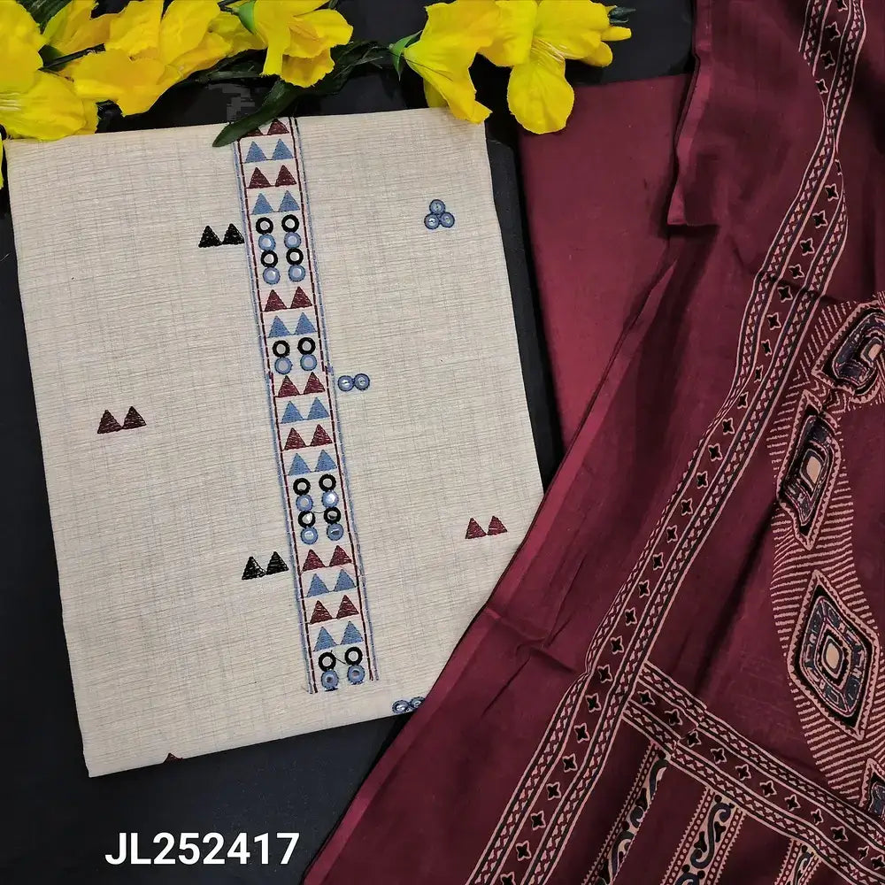 Beige slub silk cotton salwar material jl252417-Neidhal