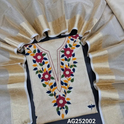 Beige soft tissue kota silk cotton salwar material ag252002 Neidhal