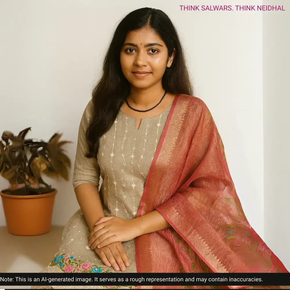 Beige tissue kota silk cotton salwar material fb251701 Neidhal