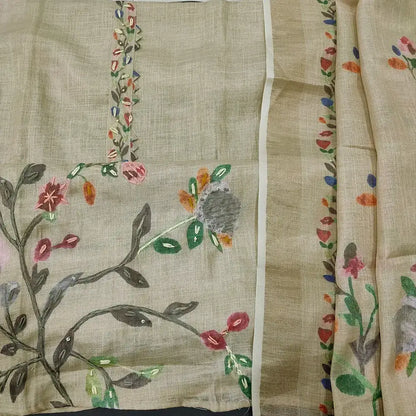 Beige tissue linen salwar material ap251604-Neidhal