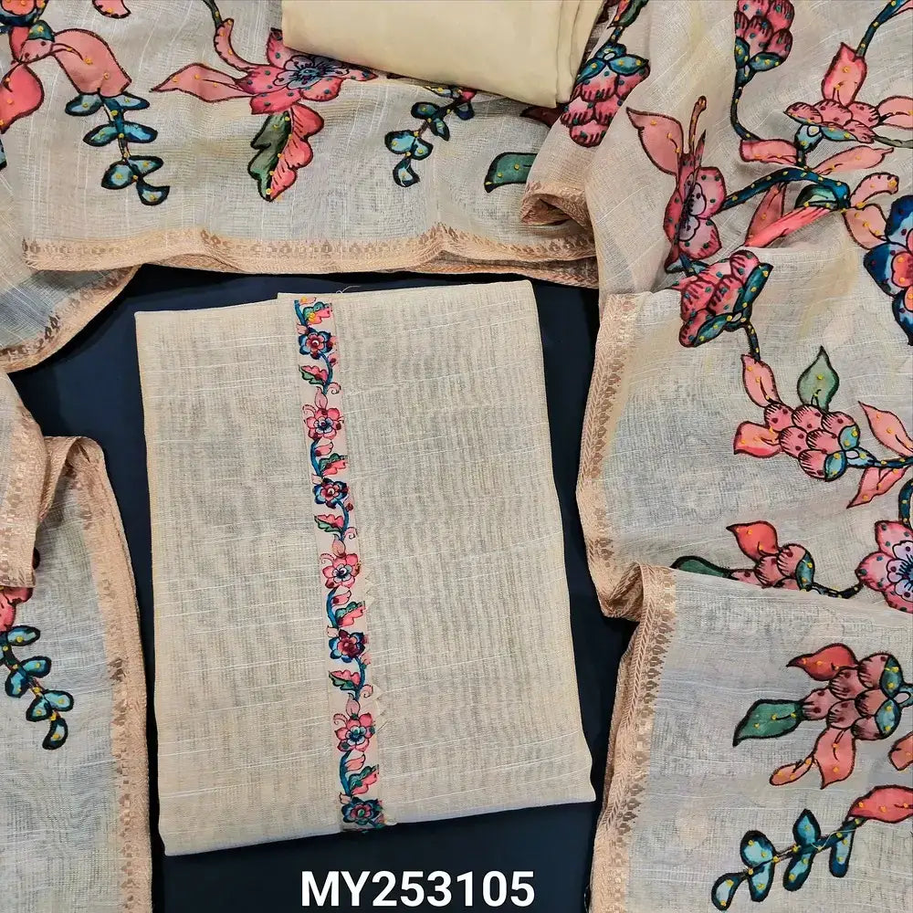 Beige tissue silk cotton salwar material my253105-Neidhal