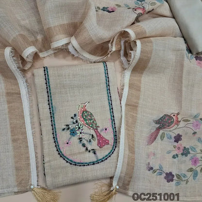 Beige tissue silk cotton salwar material OC251001-Neidhal