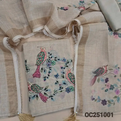 Beige tissue silk cotton salwar material OC251001-Neidhal