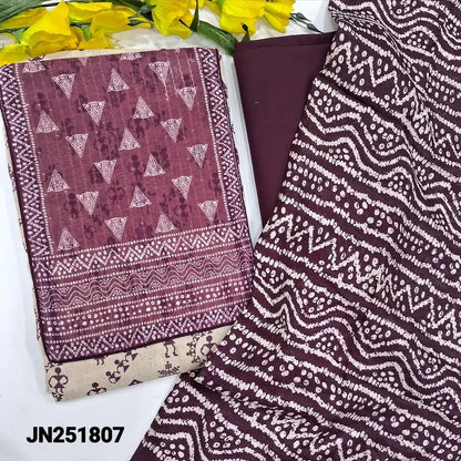 Beige warli printed jute cotton salwar material jn251807-Neidhal