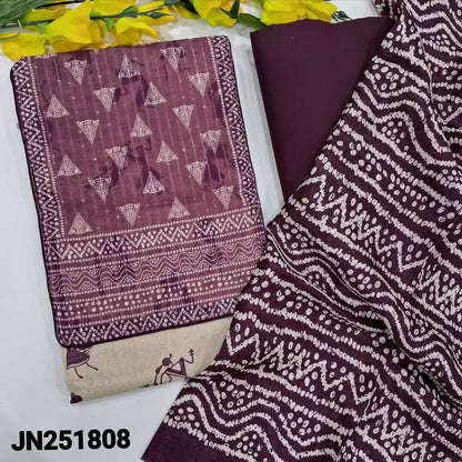 Beige warli printed jute cotton salwar material jn251808-Neidhal