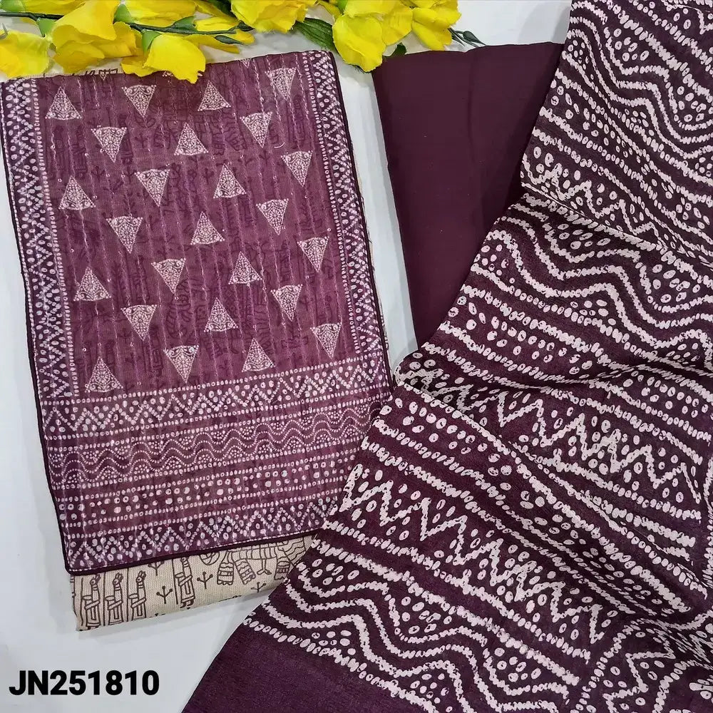 Beige warli printed jute cotton salwar material jn251810-Neidhal