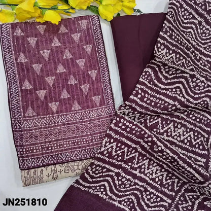 Beige warli printed jute cotton salwar material jn251810-Neidhal