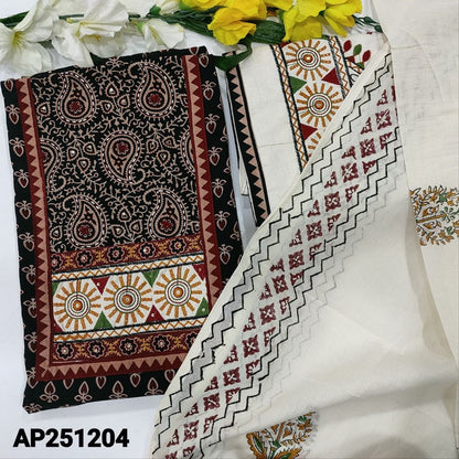 Black ajrak block printed cotton salwar material ap251204-Neidhal