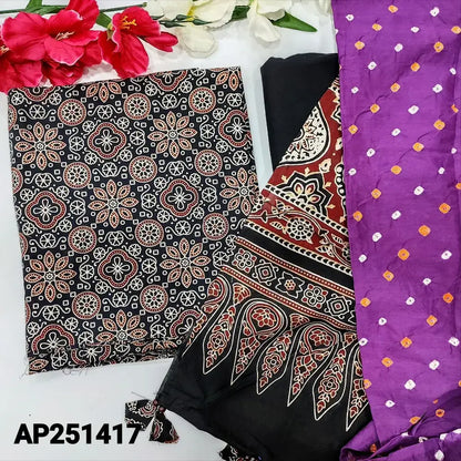 Black ajrak block printed cotton salwar material ap251417-Neidhal