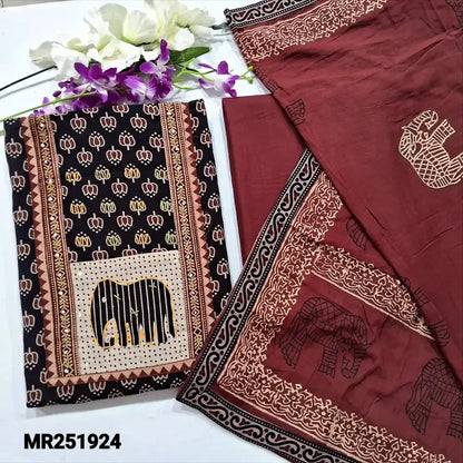 Black ajrak block printed cotton salwar material mr251924-Neidhal