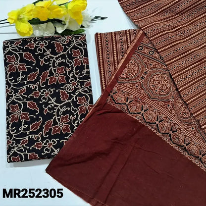 Black ajrak block printed cotton salwar material mr252305-Neidhal