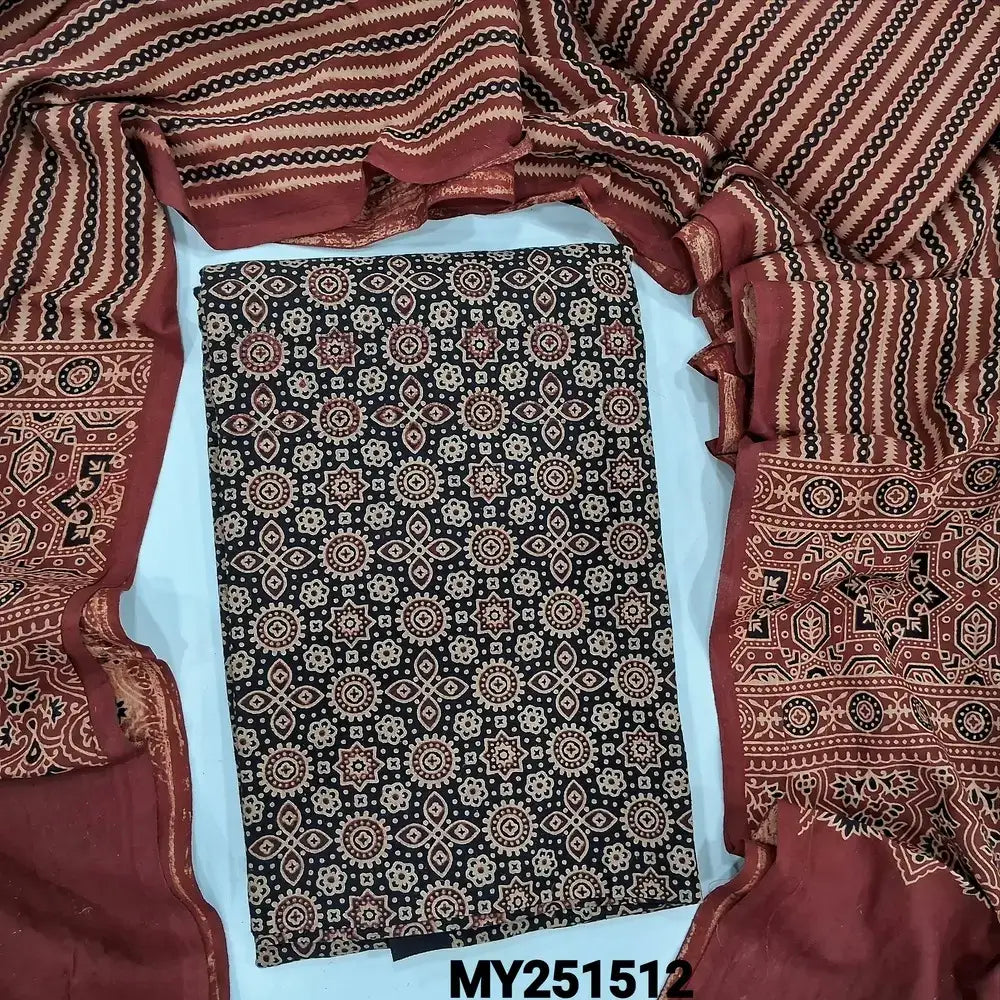 Black ajrak block printed cotton salwar material my251512-Neidhal