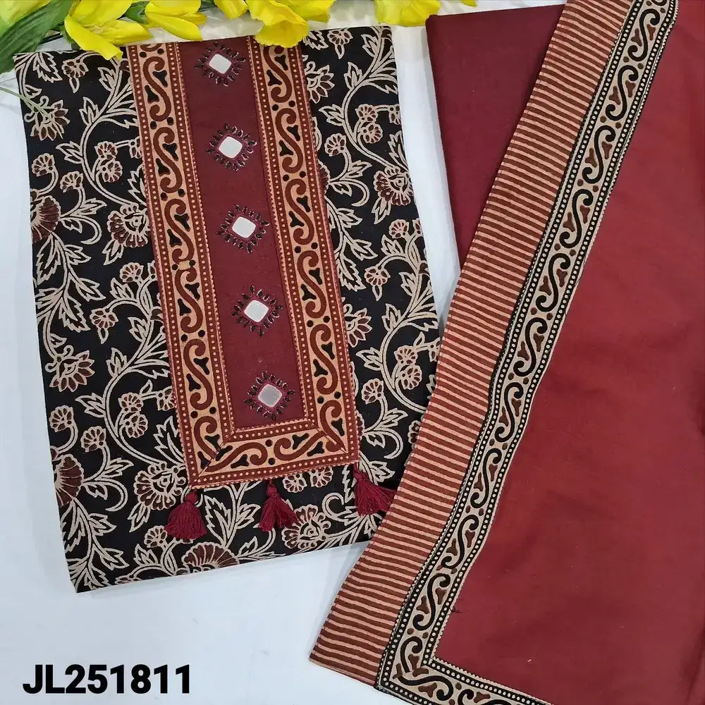Black ajrak block printed pure cotton salwar material jl251811-Neidhal