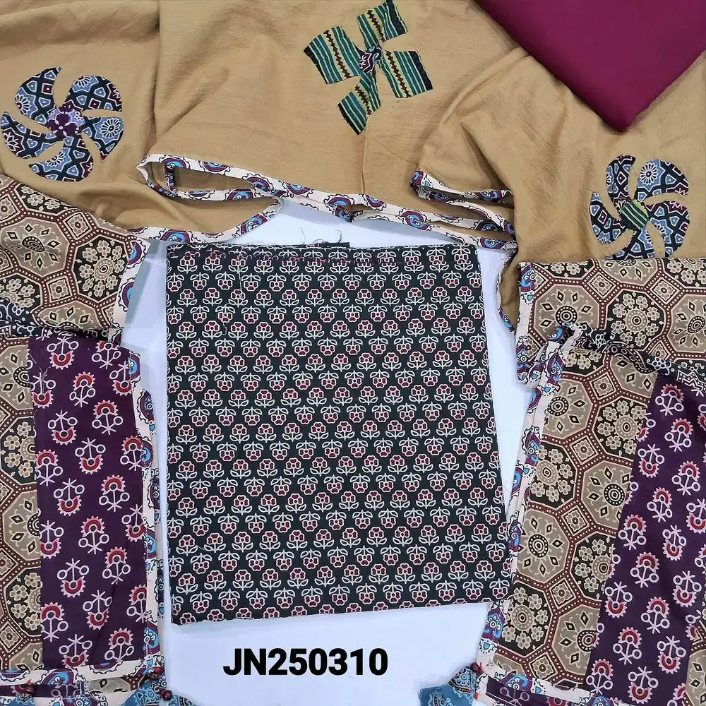 Black ajrak block printed pure cotton salwar material jn250310-Neidhal